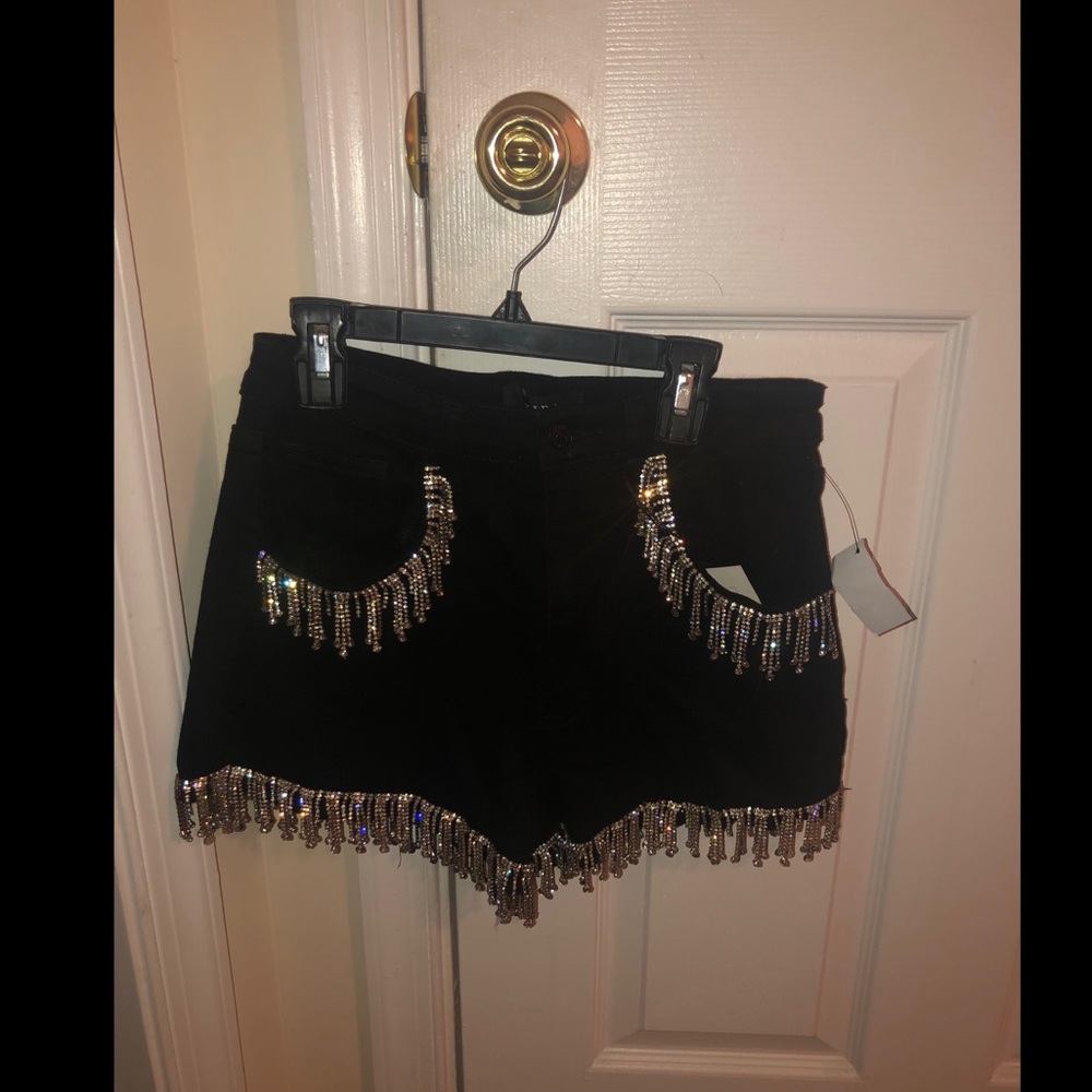 Black Shorts with Rhinestones